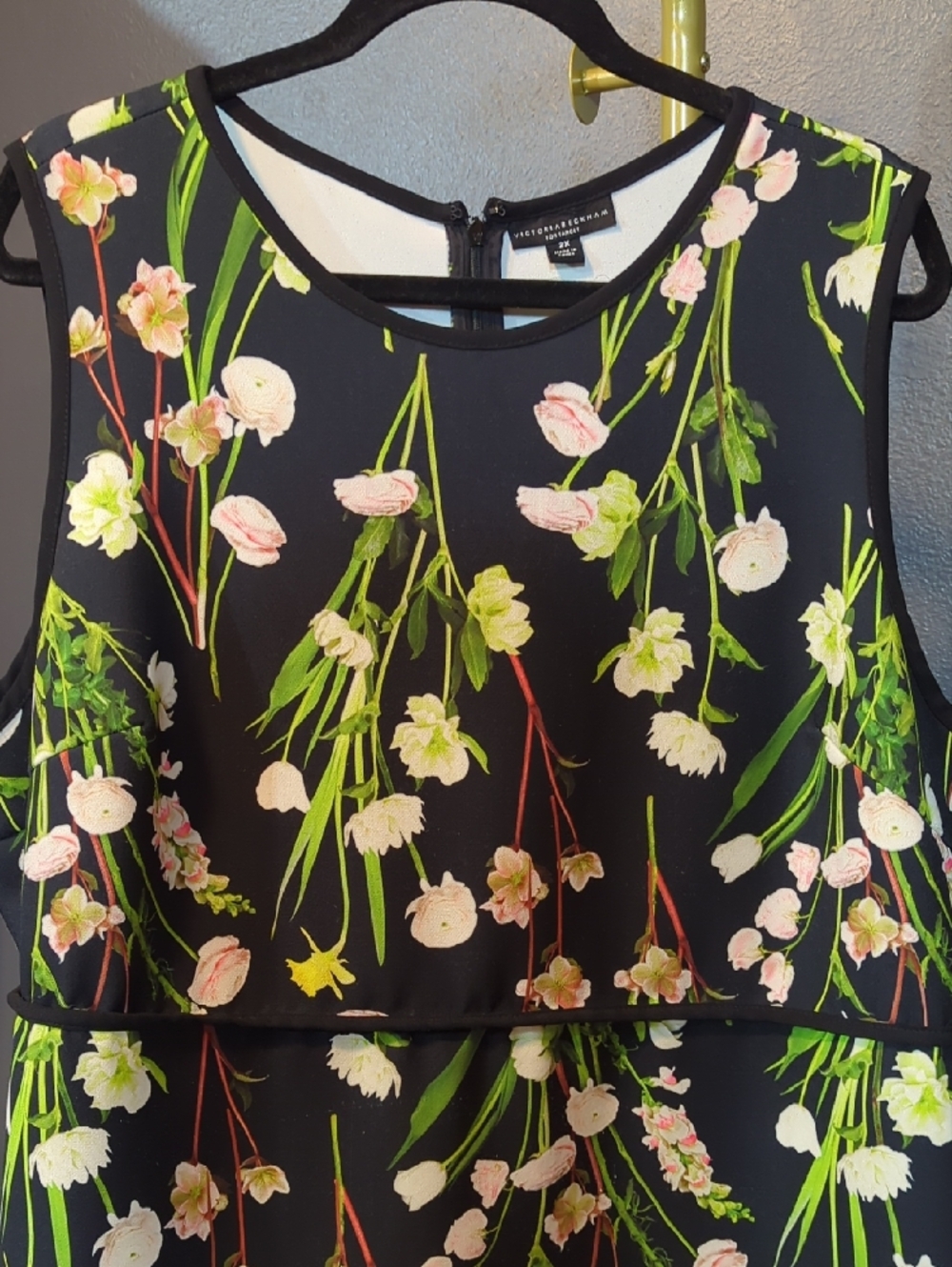 Women's Black Floral Sleeveless Dress Size 2x - Picture 3 of 10